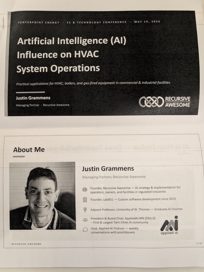 Handout for a talk on AI in HVAC system operations